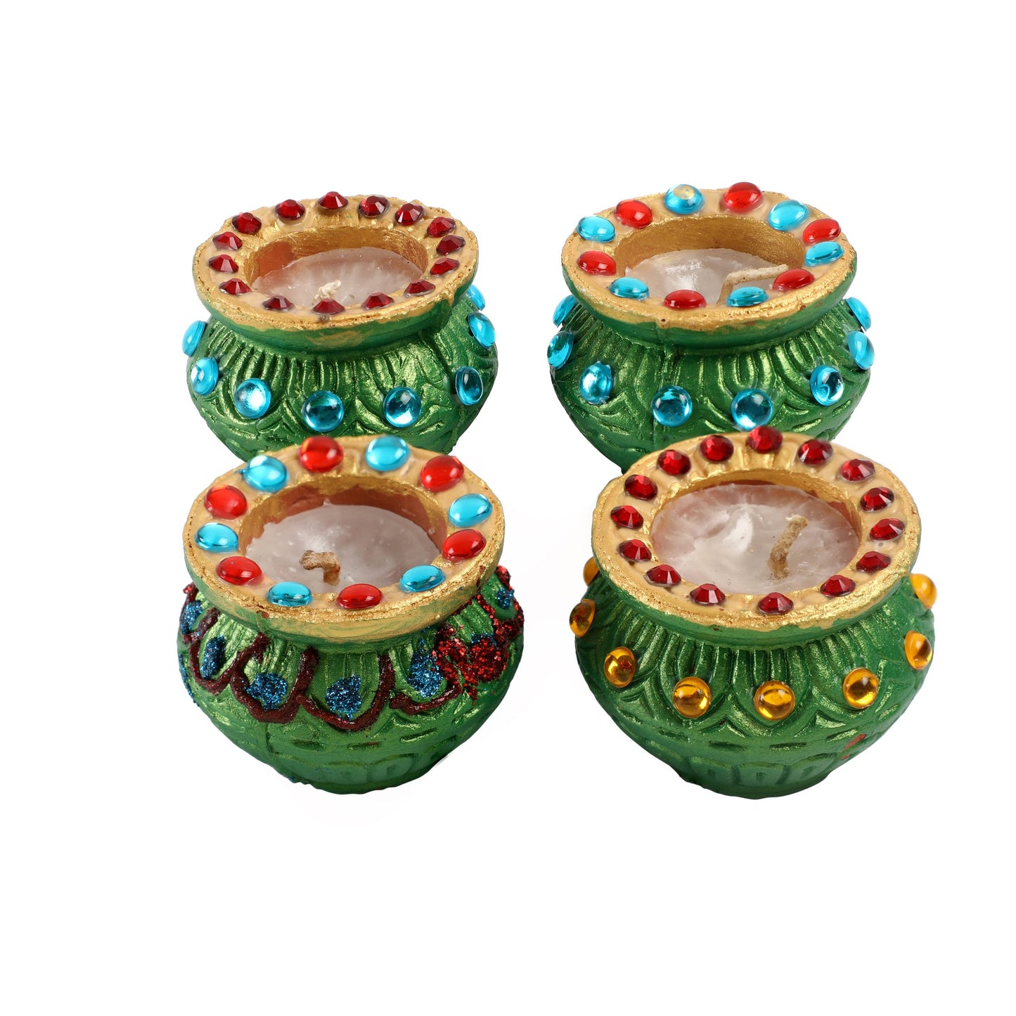 Matki Diya Green (With Wax)