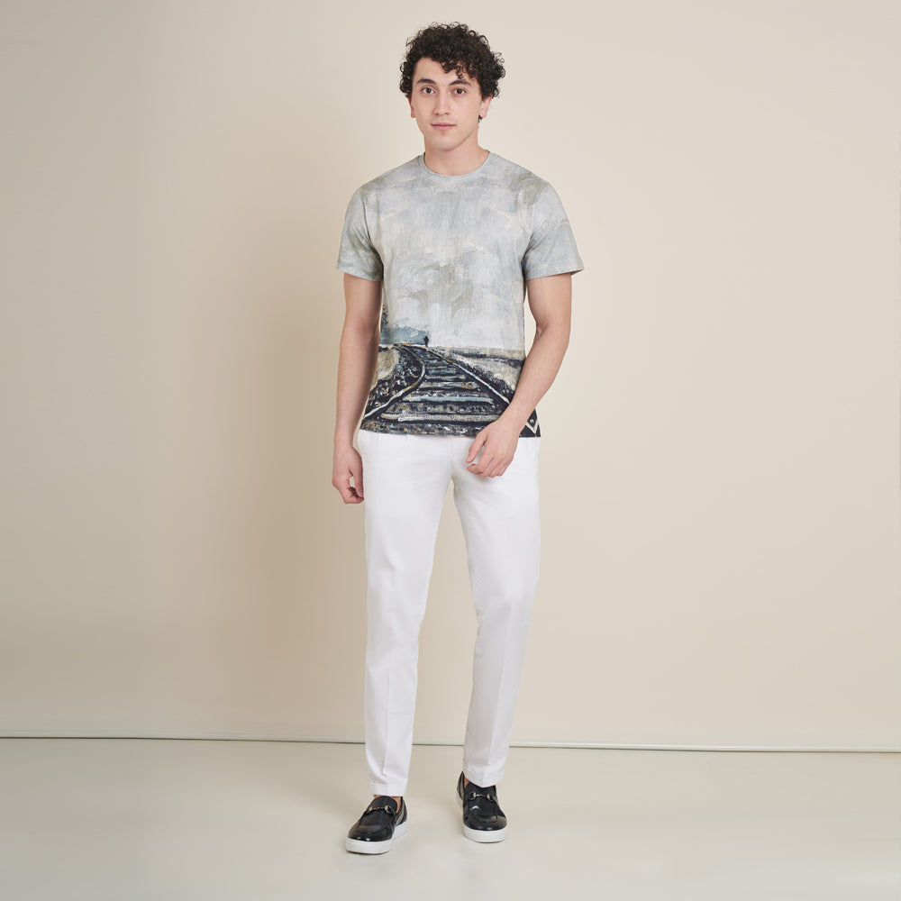 The Journey – Grey Round Neck Cotton Lycra T-Shirt