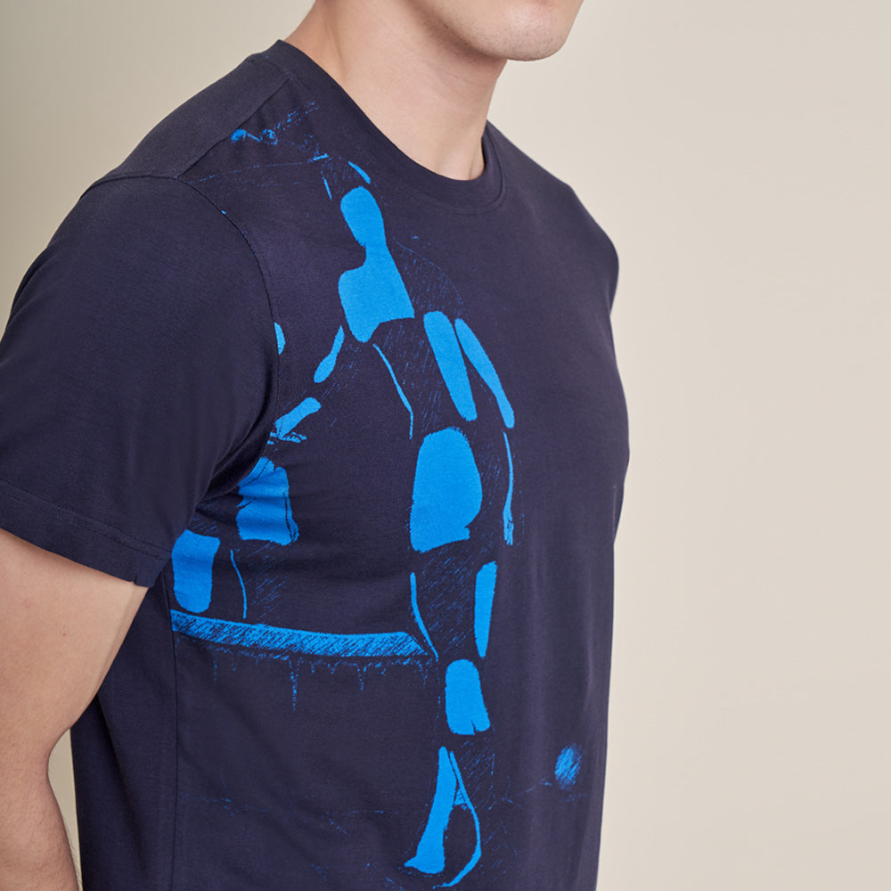 Man in Mirror – Blue Round Neck Cotton Lycra T-Shirt