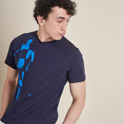 Man in Mirror – Blue Round Neck Cotton Lycra T-Shirt