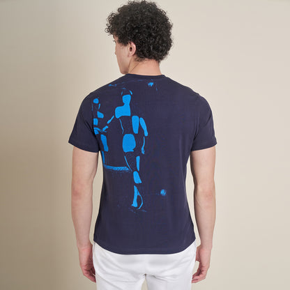 Man in Mirror – Blue Round Neck Cotton Lycra T-Shirt