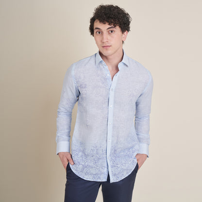 Woodcutter Hunt – Blue Cotton Linen Shirt