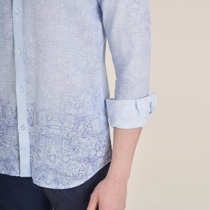 Woodcutter Hunt – Blue Cotton Linen Shirt