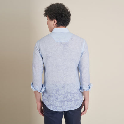 Woodcutter Hunt – Blue Cotton Linen Shirt