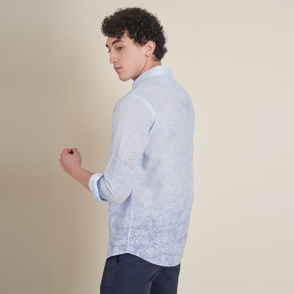 Woodcutter Hunt – Blue Cotton Linen Shirt