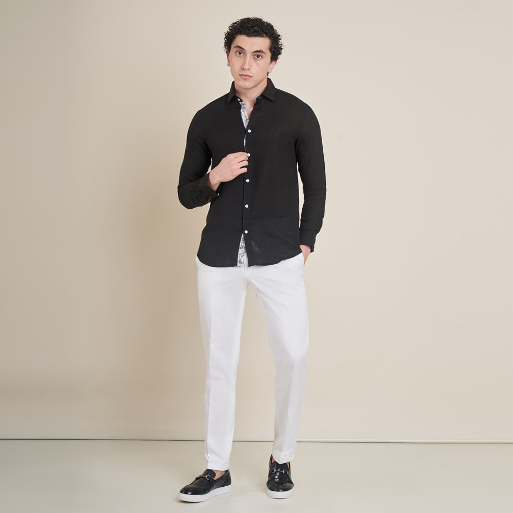 Cibeles – Black Cotton Linen Shirt