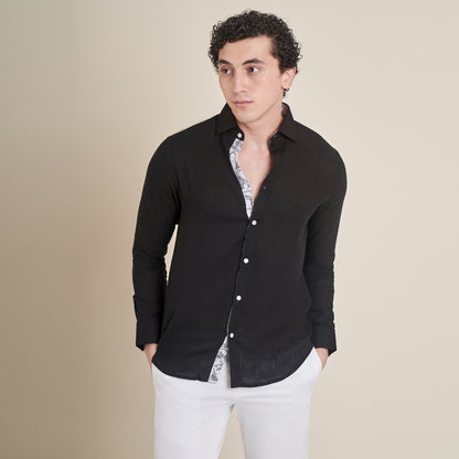 Cibeles – Black Cotton Linen Shirt