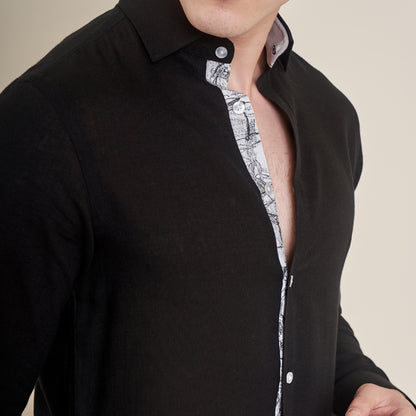 Cibeles – Black Cotton Linen Shirt