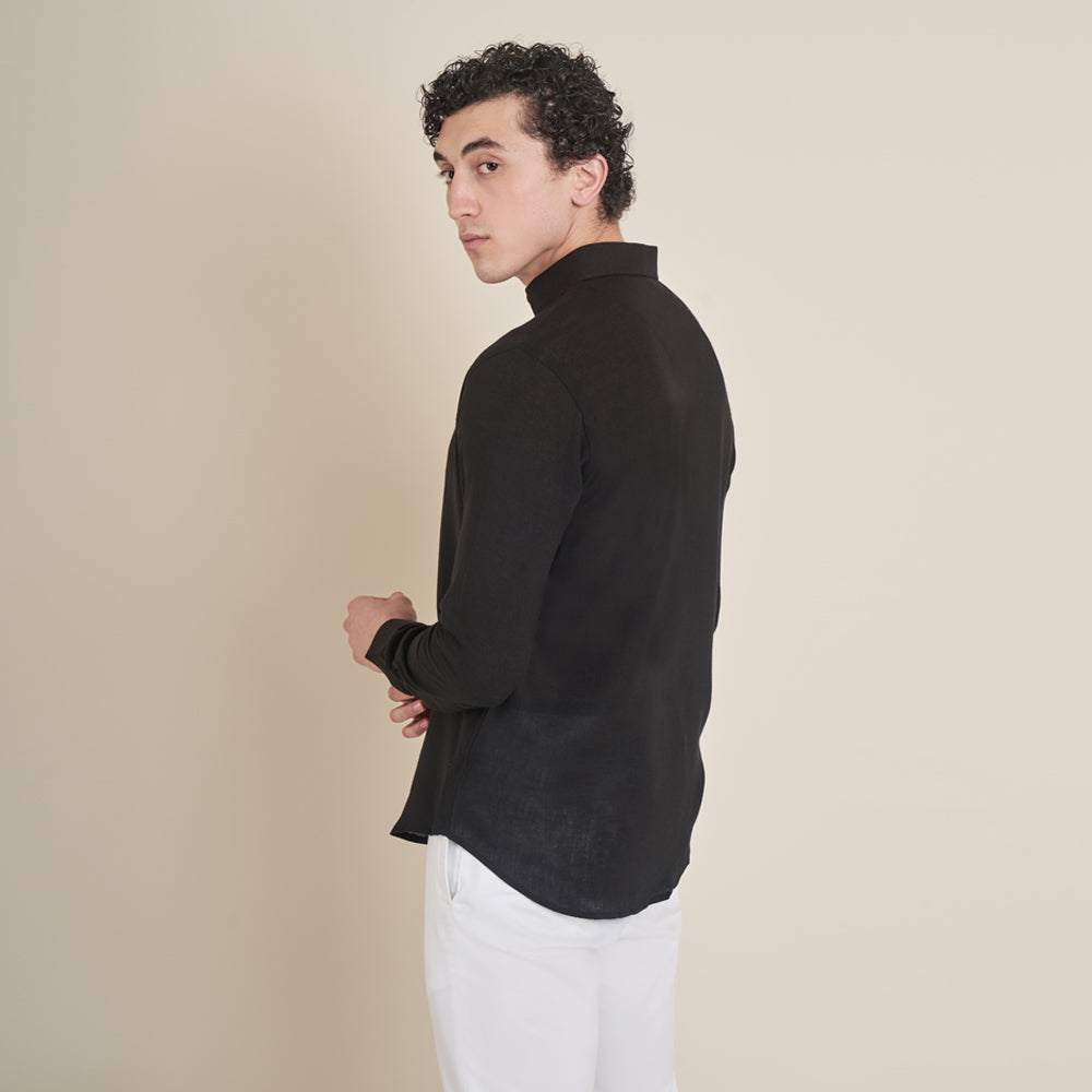 Cibeles – Black Cotton Linen Shirt