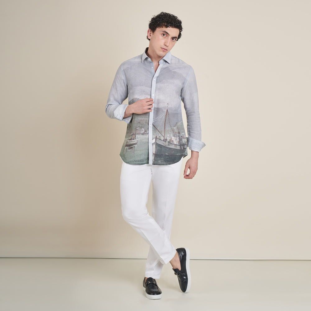 Houtaai – Grey Cotton Linen Shirt