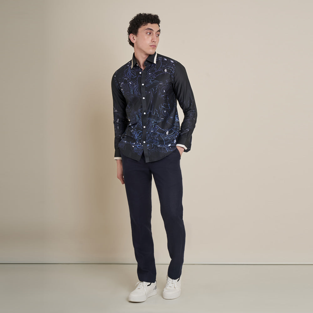 The Woodcutter – Blue Cotton Satin Shirt