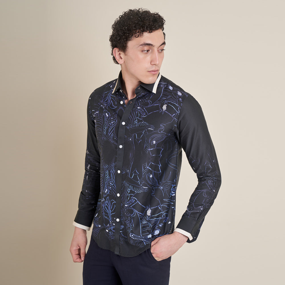 The Woodcutter – Blue Cotton Satin Shirt