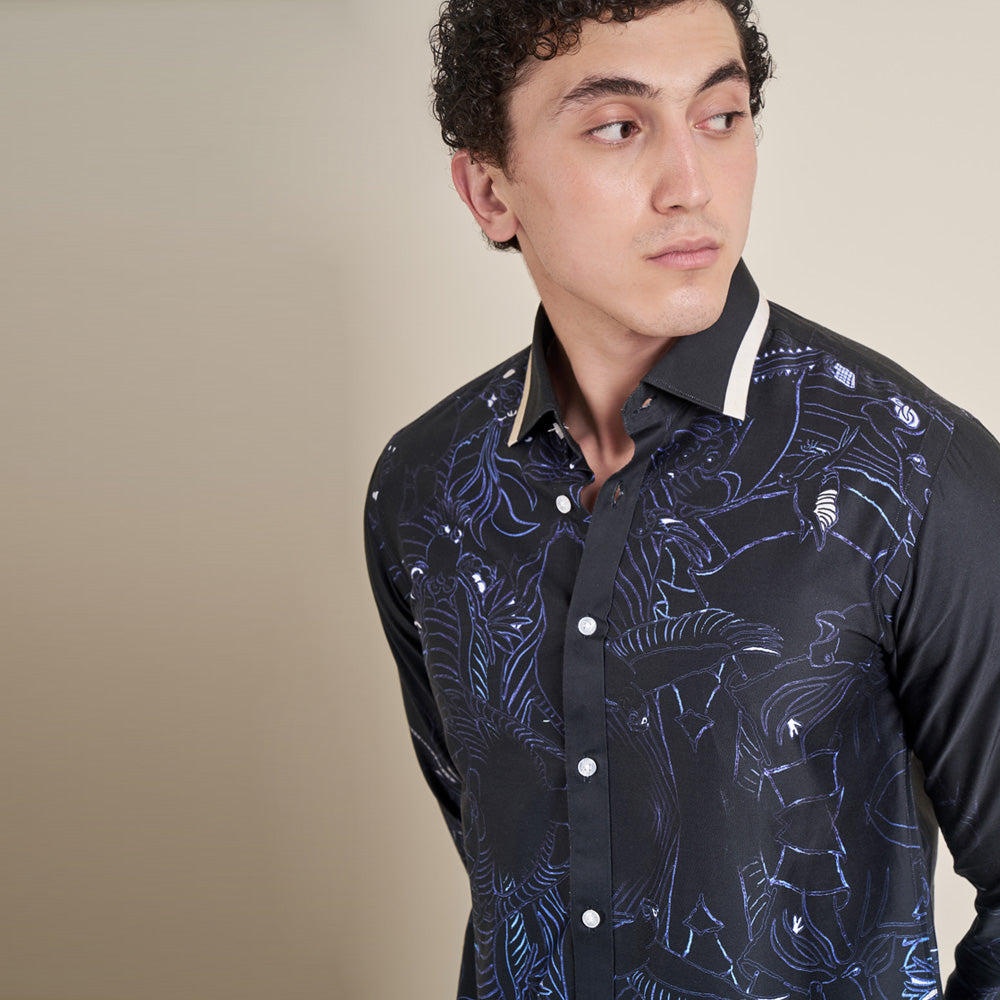 The Woodcutter – Blue Cotton Satin Shirt