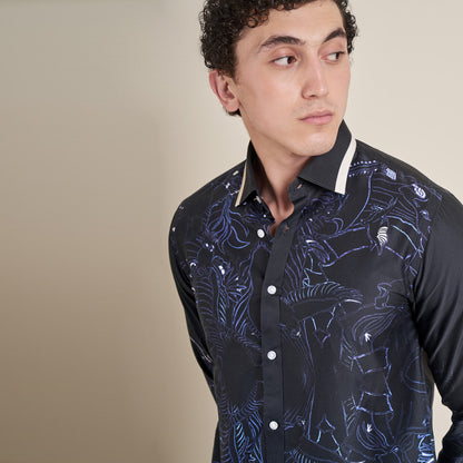 The Woodcutter – Blue Cotton Satin Shirt