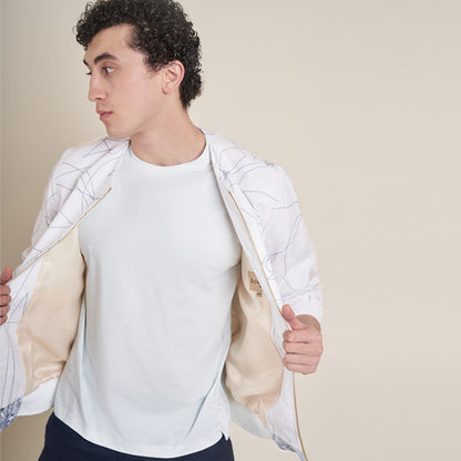 Carlos 3 – White Cotton Linen Bomber Jacket