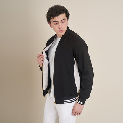 The Story – Black Regular Cotton Linen Bomber Jacket