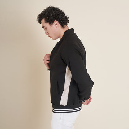 The Story – Black Regular Cotton Linen Bomber Jacket