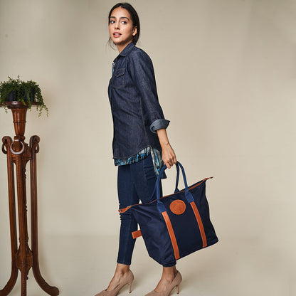 Embossed Tote Bag – Blue