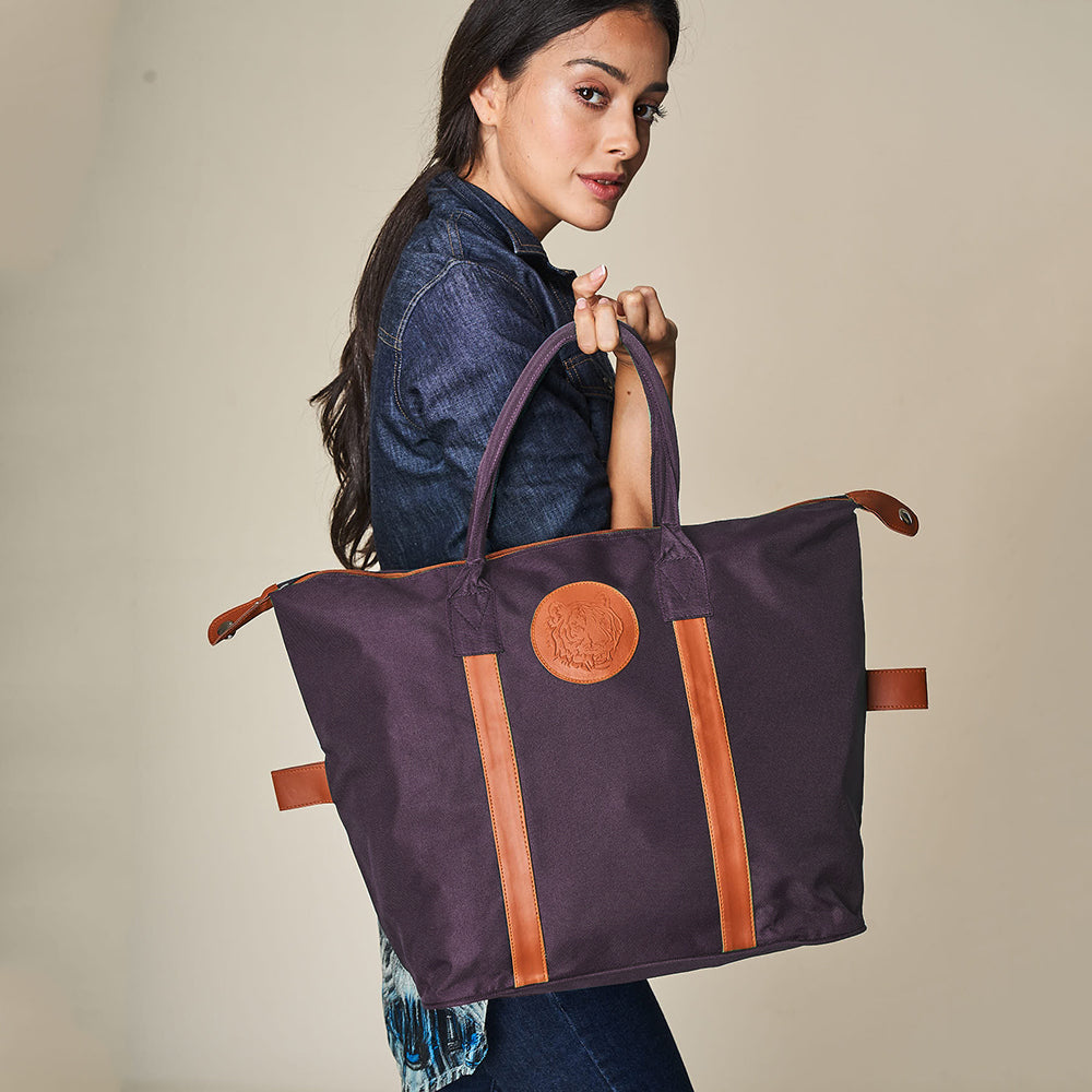 Embossed Tote Bag – Dark Purple