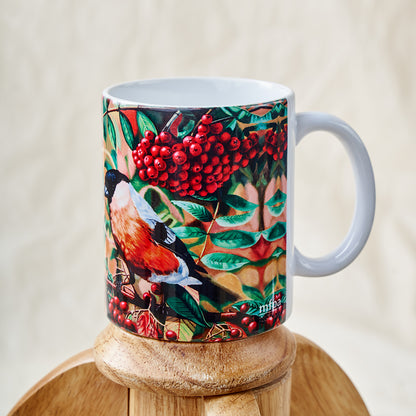 Bird berries branch mug