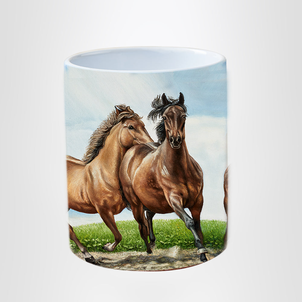 Horses on the run mug