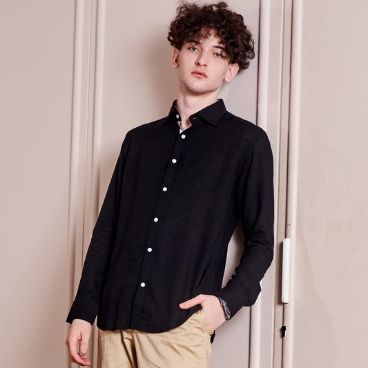 Cibeles – Black Cotton Linen Shirt