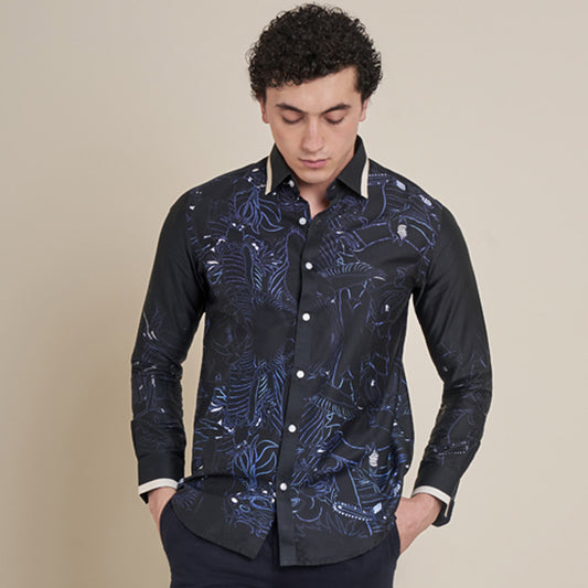 The Woodcutter – Blue Cotton Satin Shirt