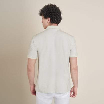 The Shadow – Beige Polo Neck Cotton Lycra T-Shirt