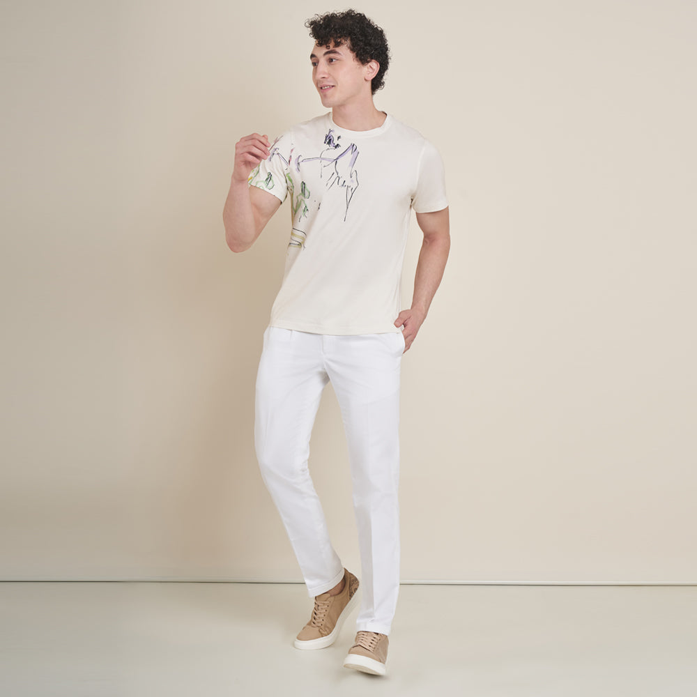 Gant Off White White T Shirt Mens GANT Printed Round Neck Relaxed