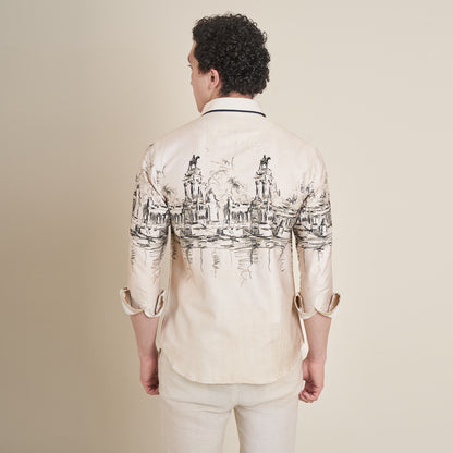 Retiro Park – Beige Cotton Satin Shirt